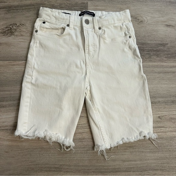 Calvin Klein Slim Straight White Bermuda Girls denim shorts size 10 - Picture 1 of 7